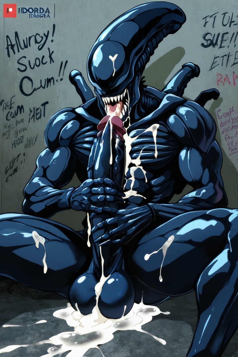 Throbbing Erect And Leaking Precum, Messy Cum, Self Blowjob AI Gay Porn