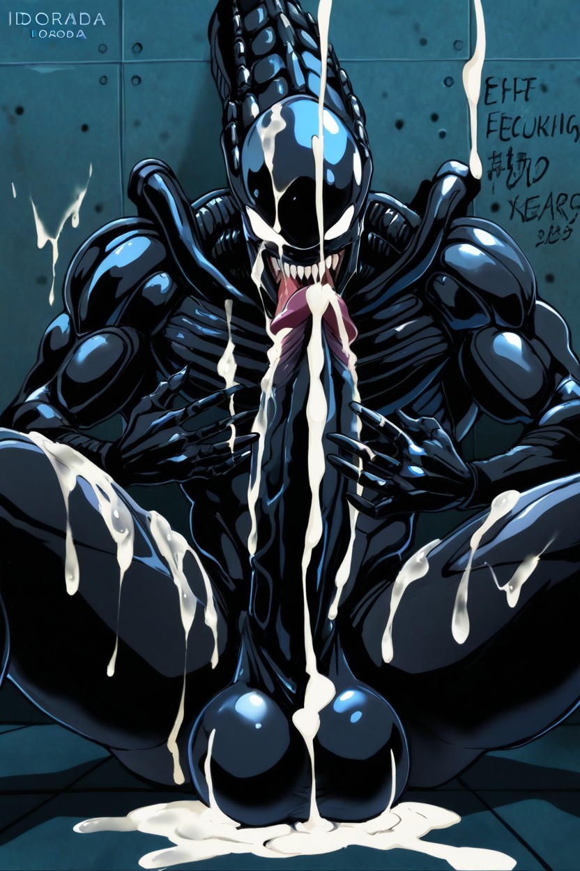 Excessive Cum, Condoms Very Full Of Cum, Self Blowjob AI Gay Porn