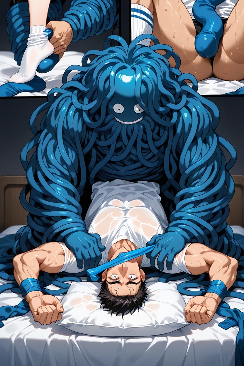 Side View, Big Arched Feet, Tangrowths Tongue Inside Asian’s Clothes AI Gay Porn