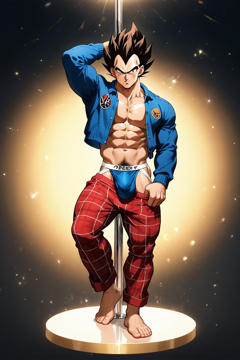 Plaid Pyjamas Pulled Down, Medium Bulge, Ultra High Resolution AI Gay Porn