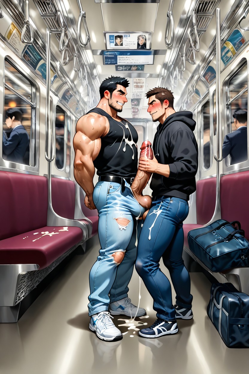 Tight Jeans, 2 People, Motion Lines AI Gay Porn
