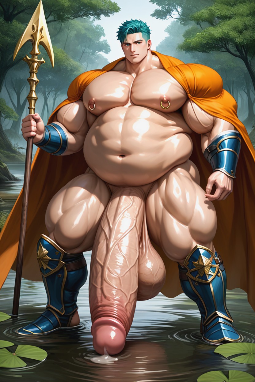 Hyper Length Penis, Hyper Pecs, Short Length AI Gay Porn