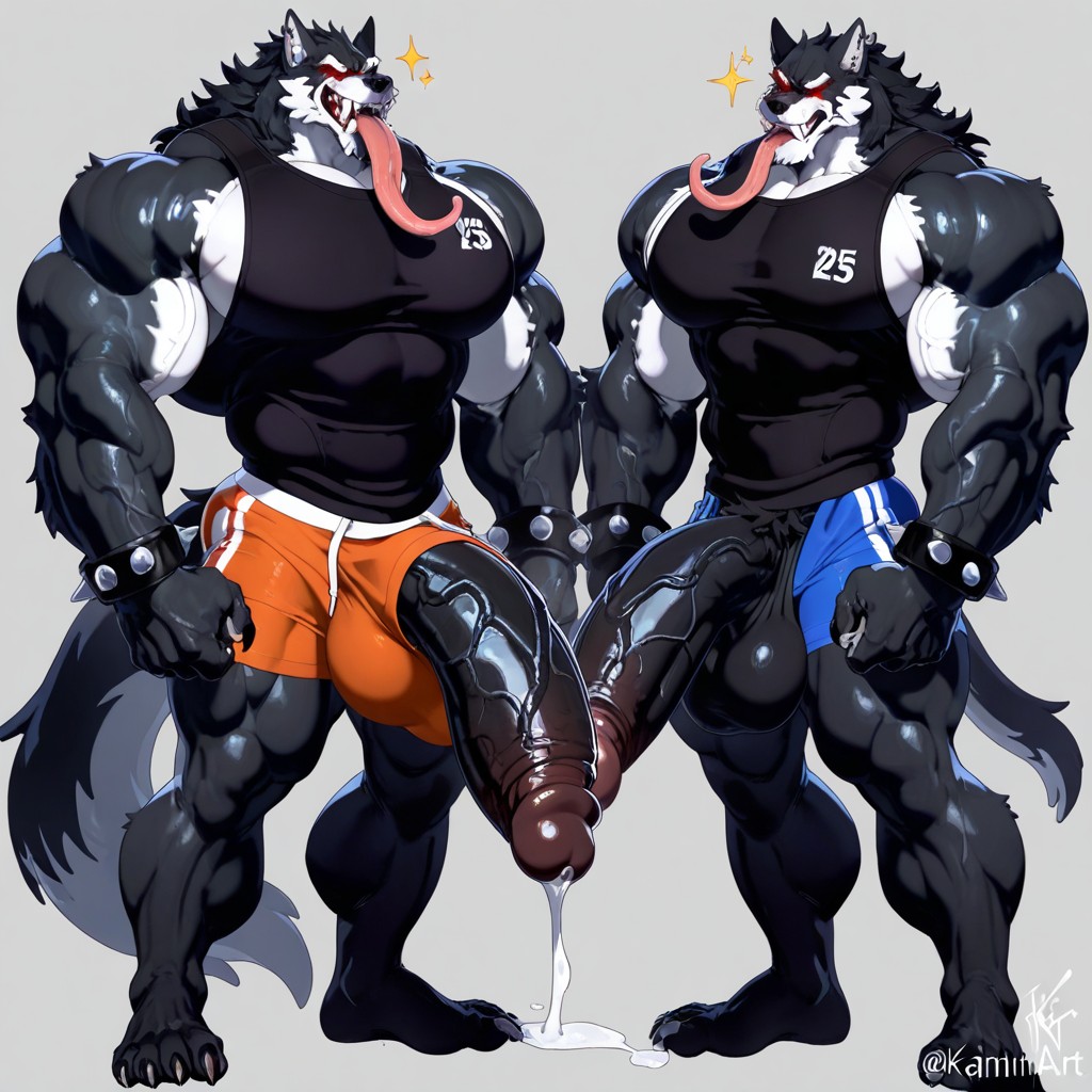 Sleeveless Sweatshirt, Impossibly Gigantic Hyper Penis, Gigantic Pecs AI Gay Porn