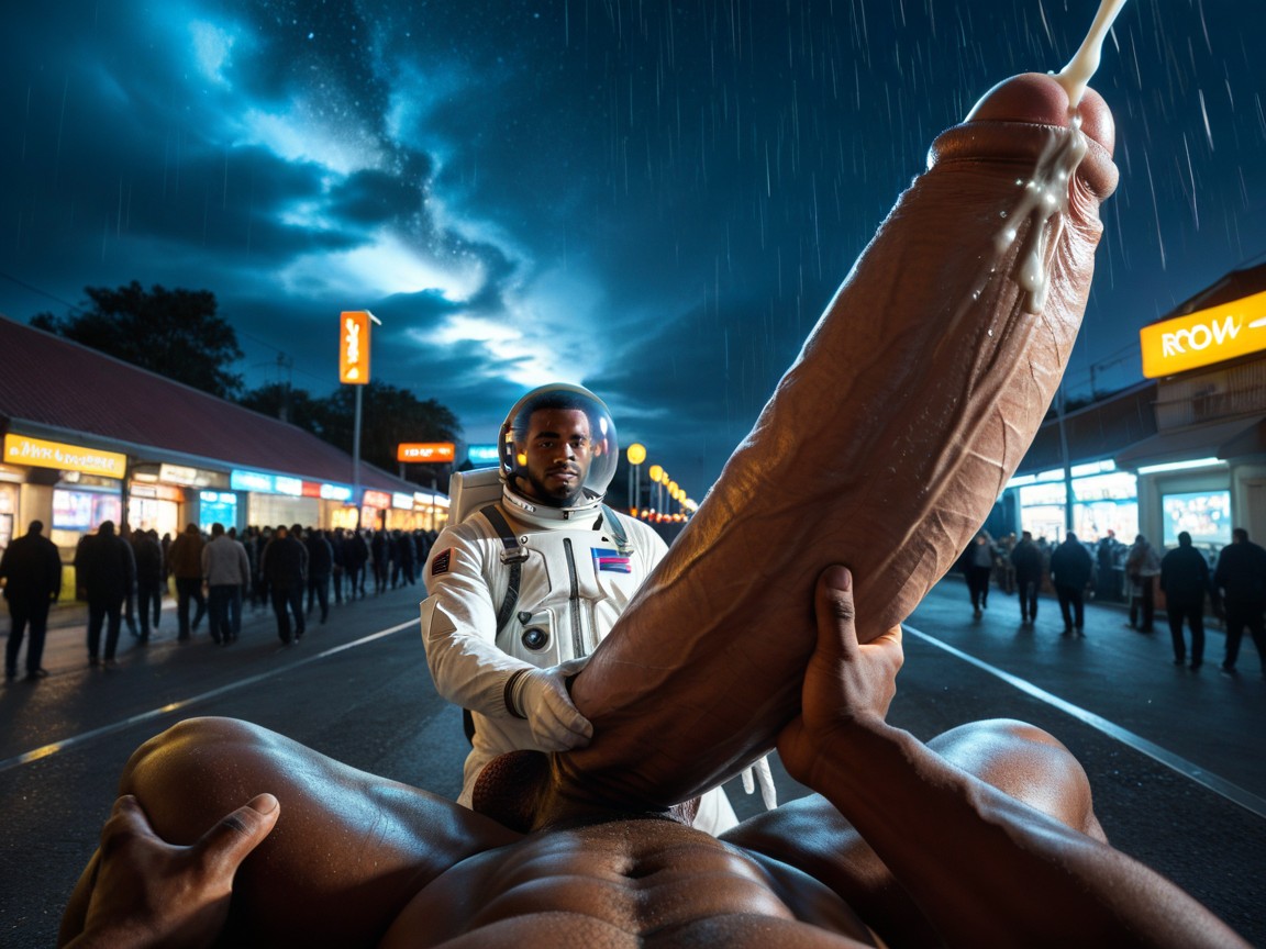 Handjob, Blue Hour, Precum Droplet On Tip AI Gay Porn