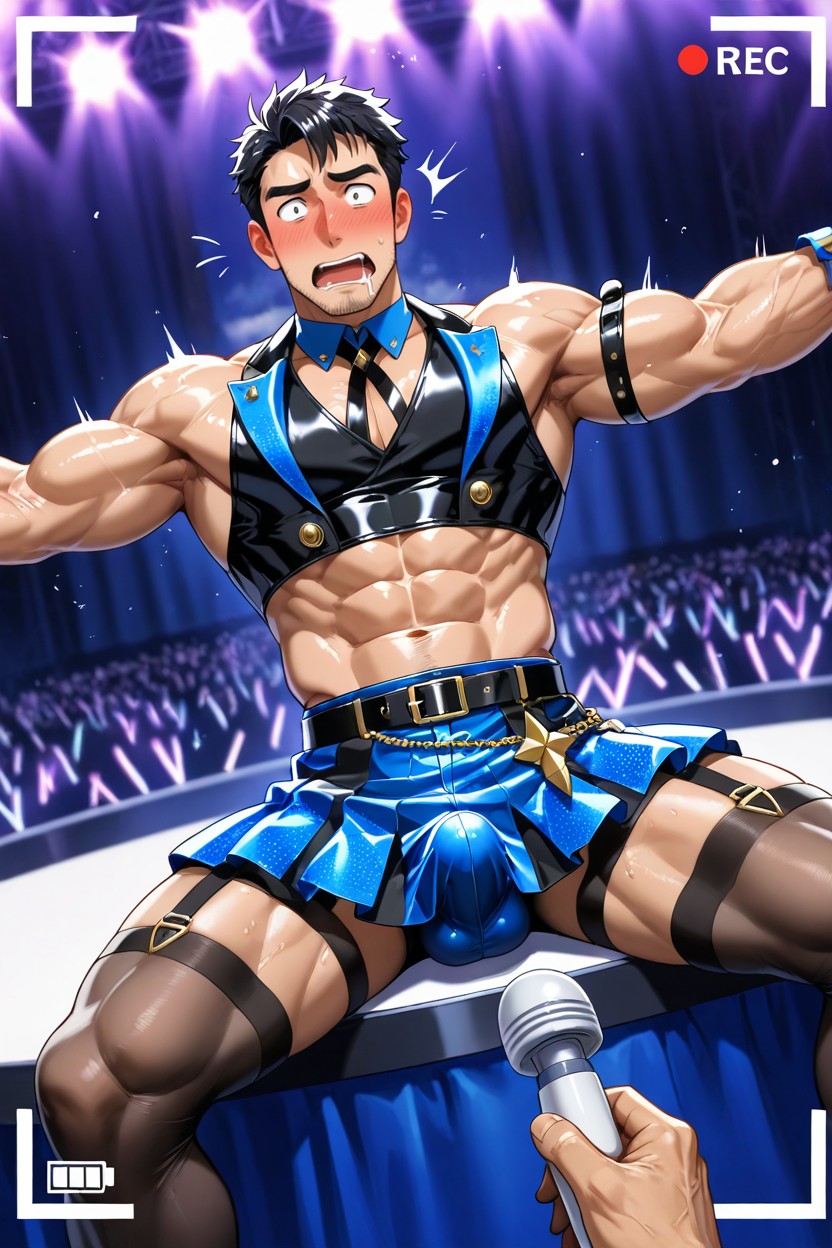 On Stage, Stubble, Black Hair AI Gay Porn