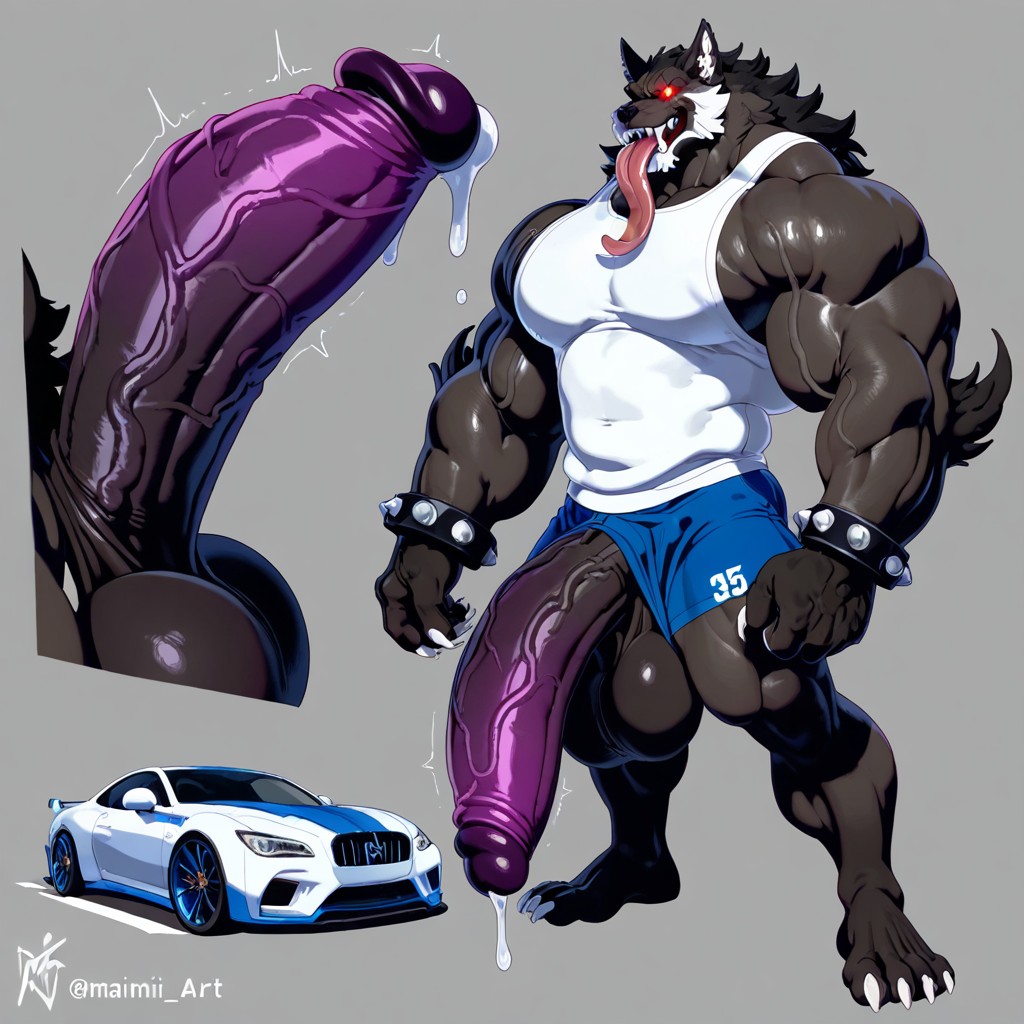 Muscles Bigger Than A Car, Gigantic Sheath, Sheathed Cock AI Gay Porn