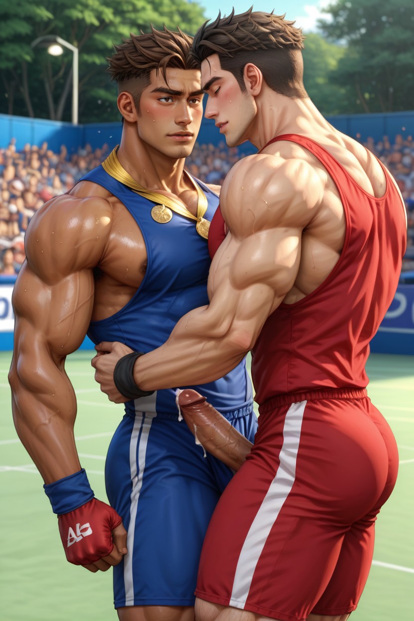 Scary, Outside, Brown Hair AI Gay Porn