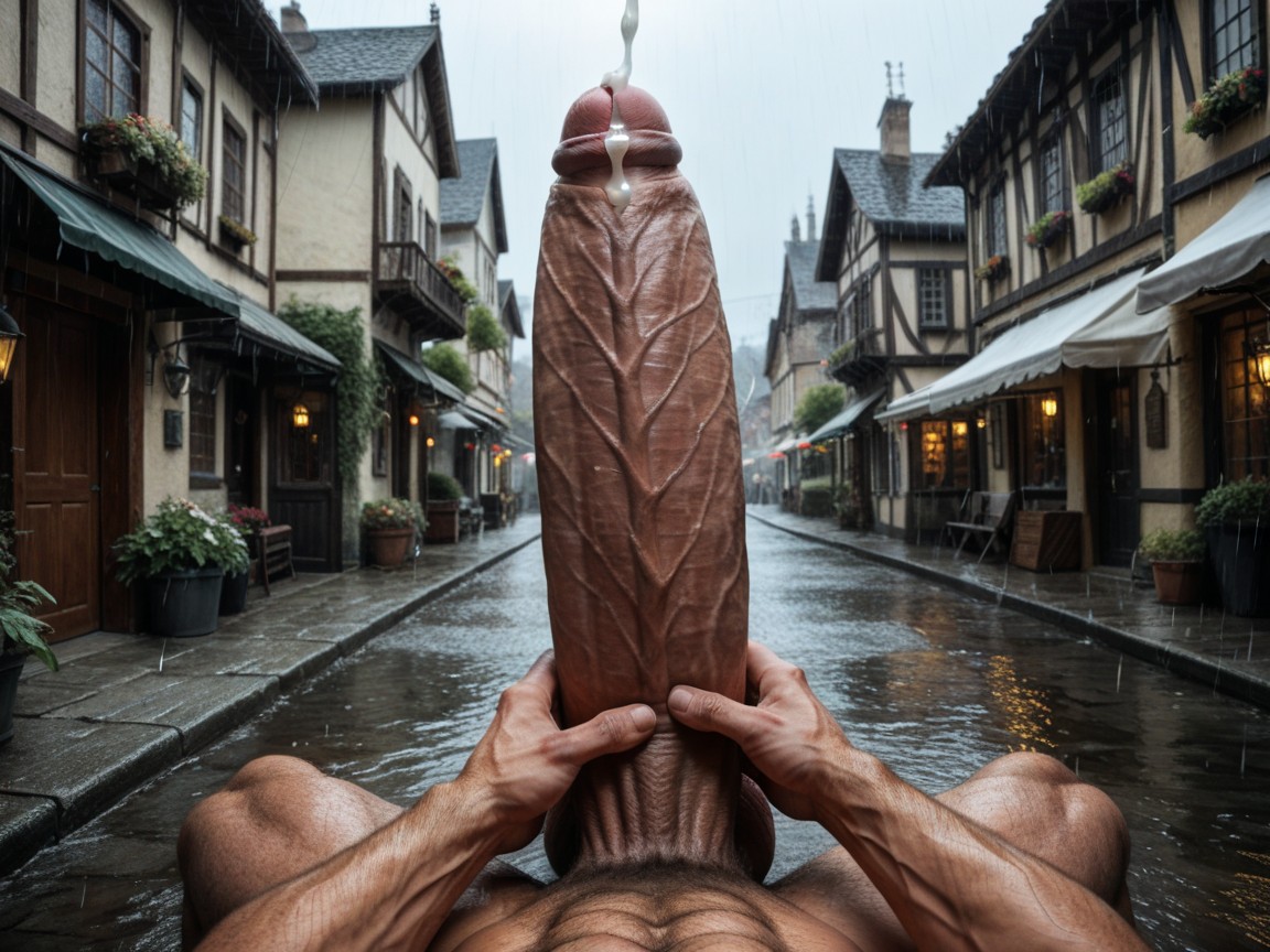 Penis Longer And Thicker Than Body, Hd, Holding Massive Gigantic Hyper Cock With Both Hands AI Gay Porn