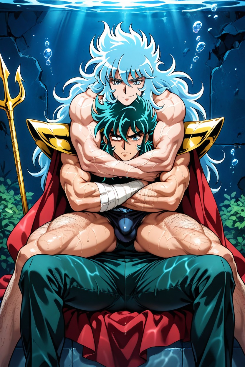 Pushes Guy Against The Wall, Knights Of The Zodiac, Light Blue Eyes AI Gay Porn
