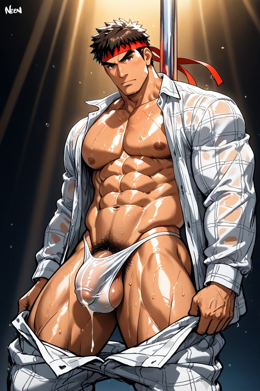 Girthy, Neón Lights, Fit Body AI Gay Porn