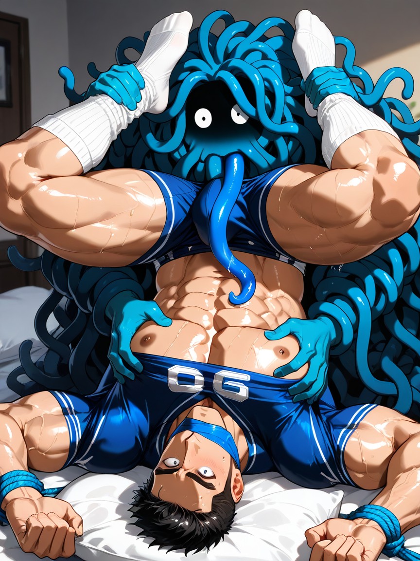 Ferocious, Asian ’s Hands Tied Above Him, Asian Receiving Nipple Play AI Gay Porn