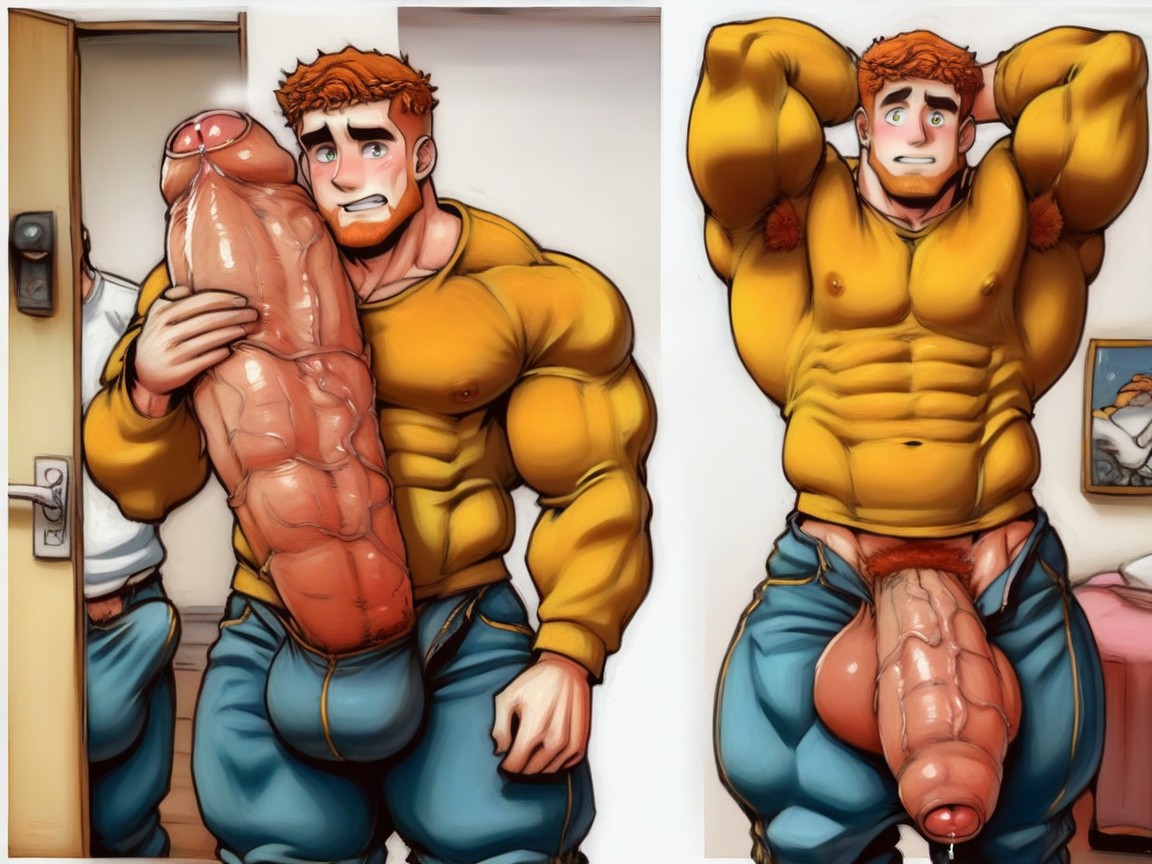 Handling Dick And Balls, Oral, - Ginger Guy Holds Cock Of + Bearded Ginger Dilf AI Gay Porn
