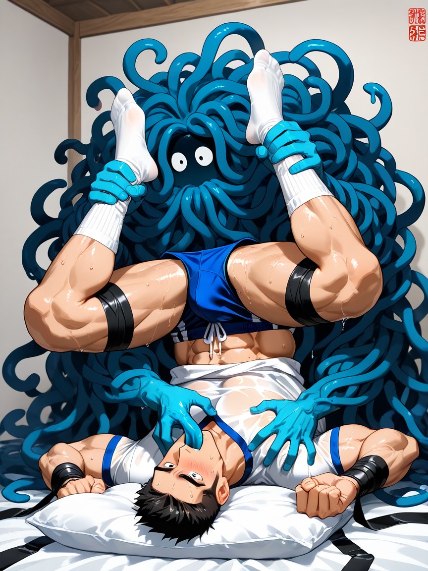 Close Up, Tangrowth’s Multiple Hands Grabbing Asian ’s Arms And Legs, Sweat Vapor AI Gay Porn