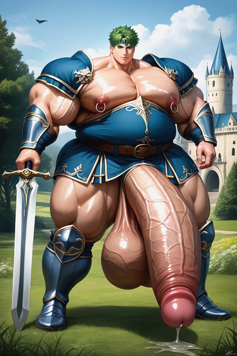 Hyper Huge Veiny Testicles, Morbidly Obese, Smooth Skin AI Gay Porn