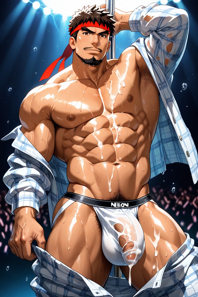 Broad Shoulders, Ripped Clothes , Sideback AI Gay Porn
