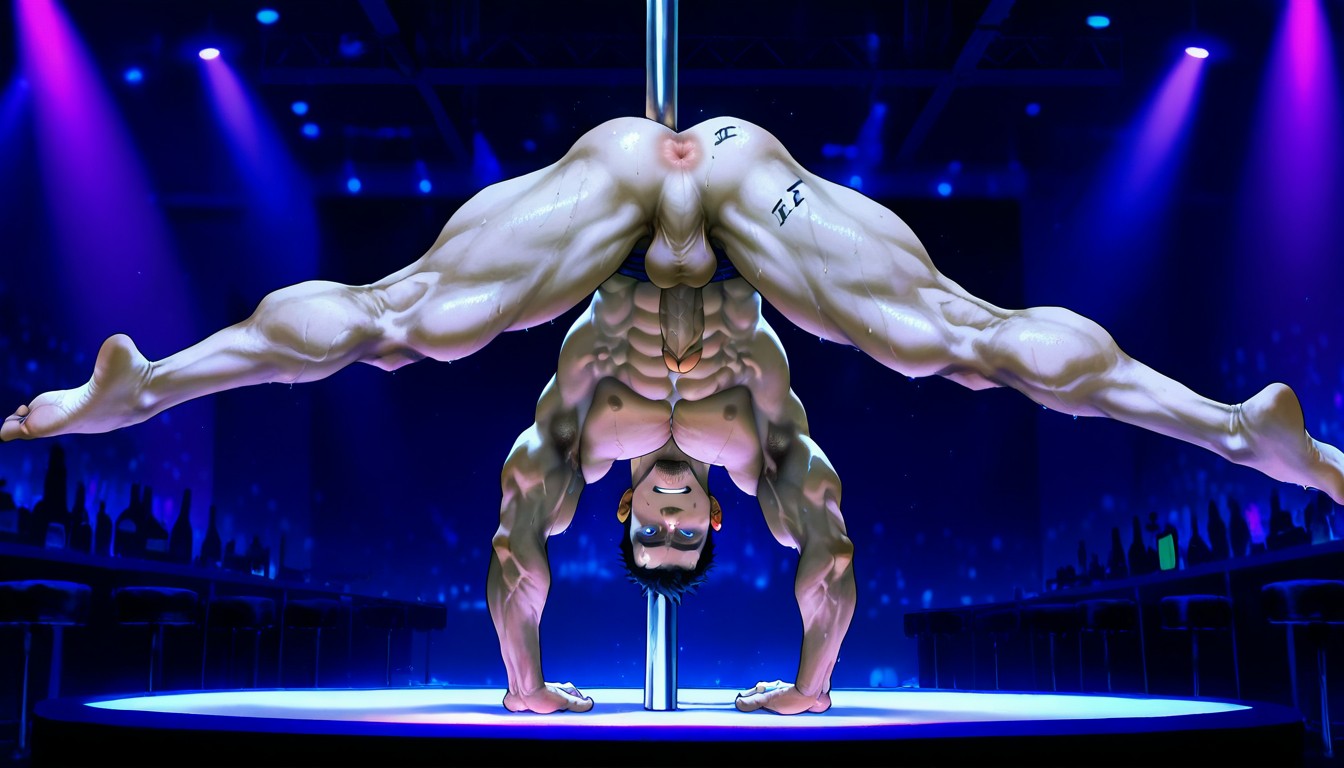 Detailed Skin Texture, Oversized Growing Heavy Round Bulging Defined Veiny Masculine Pecs, Exposed Pastel Pink Anus AI Gay Porn
