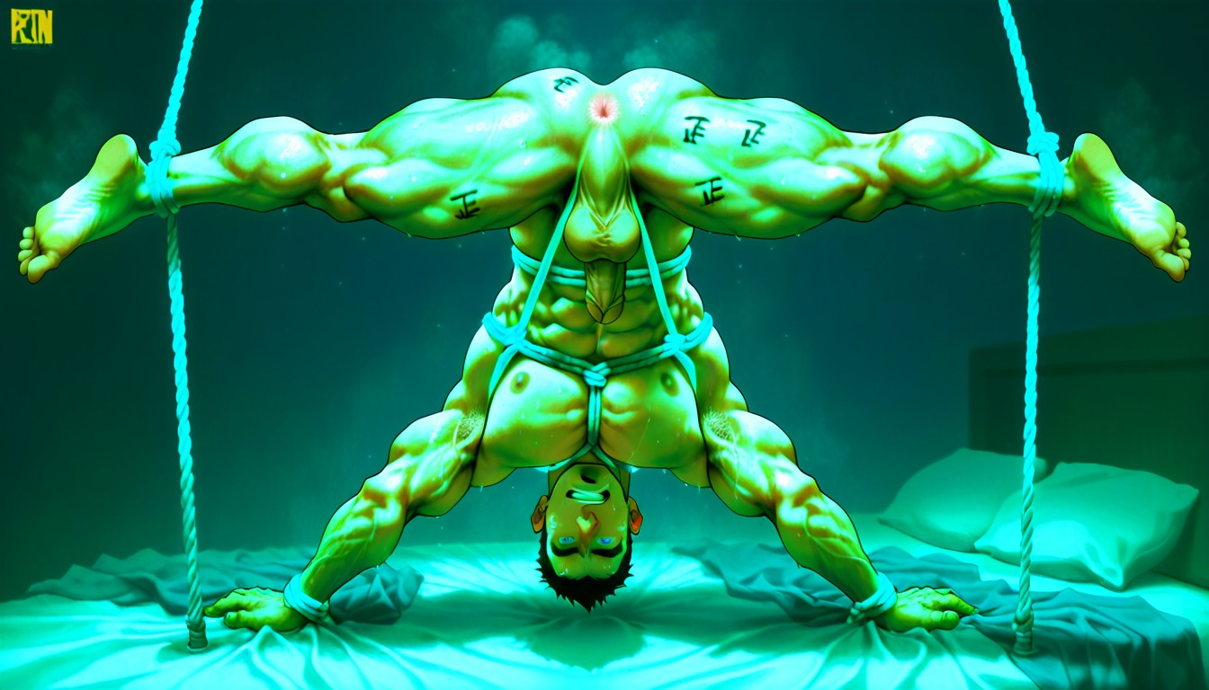 18+, Hyper Muscular Male Character, Exposed Pastel Pink Anus AI Gay Porn