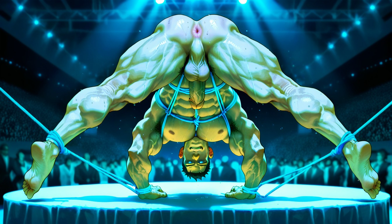 Legs Split Horizontally In The Air Body Straight, Rimmed By A Tall Strong Man, Detailed Skin Texture AI Gay Porn