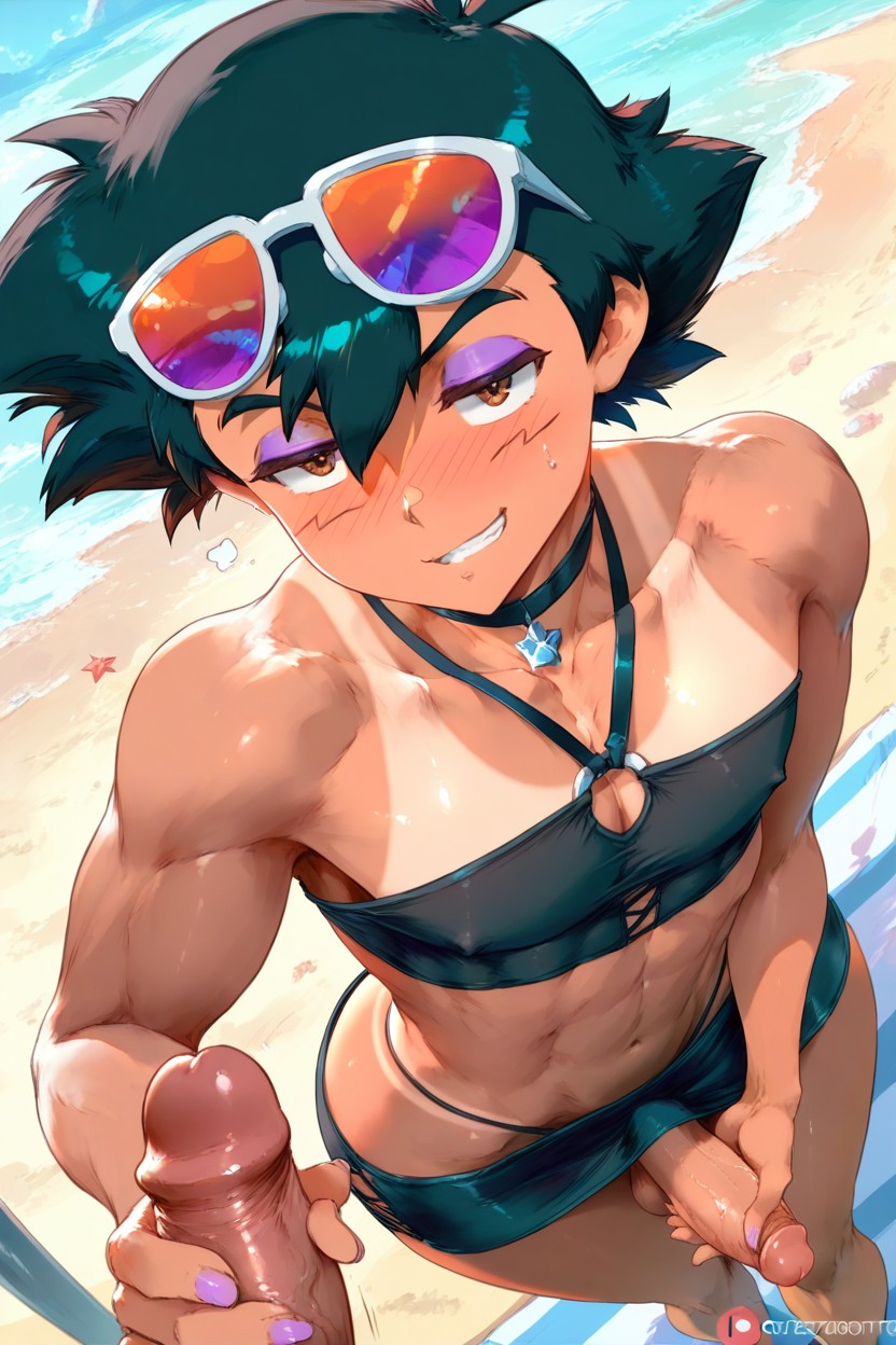 Long Pink Finger Nails, Tan Lines, Very Aesthetic AI Gay Porn