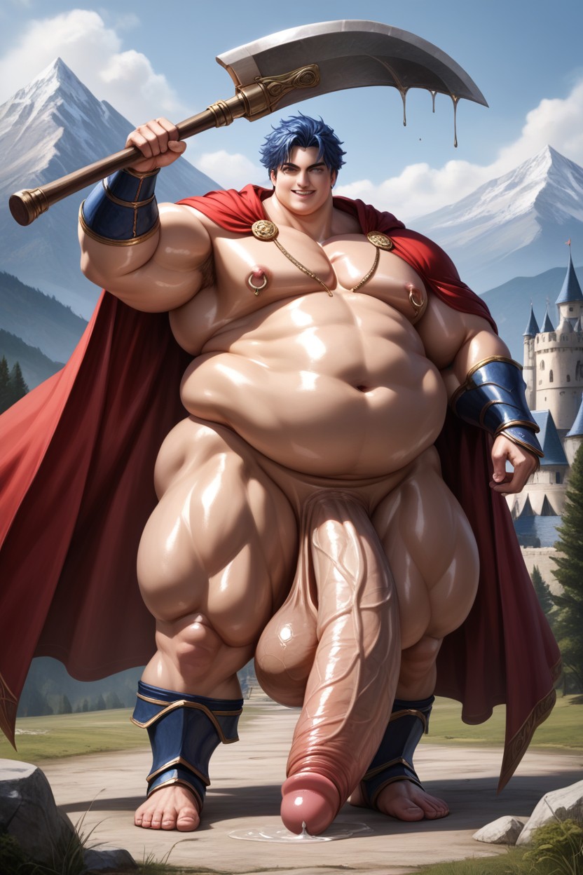 Huge Fat Ass, Gigantic Oversized Heavy Sagging Balls, Hector From Fire Emblem AI Gay Porn