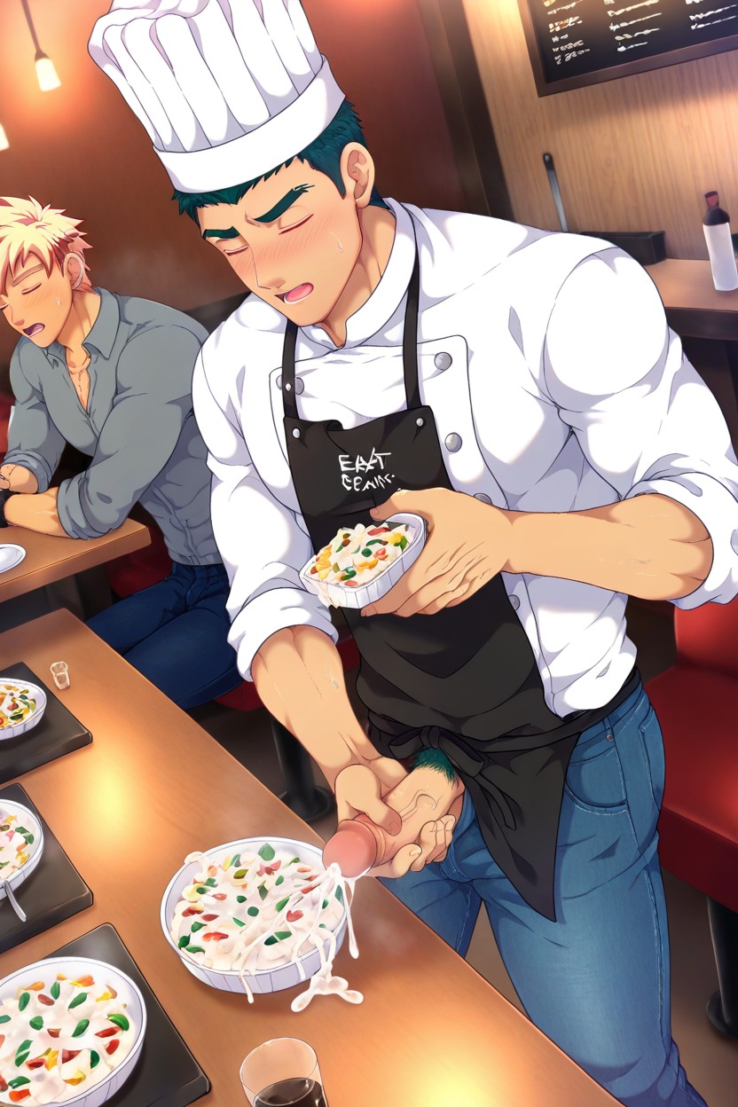Chef Hat, Jeans, Unbuttoned Jeans AI Gay Porn