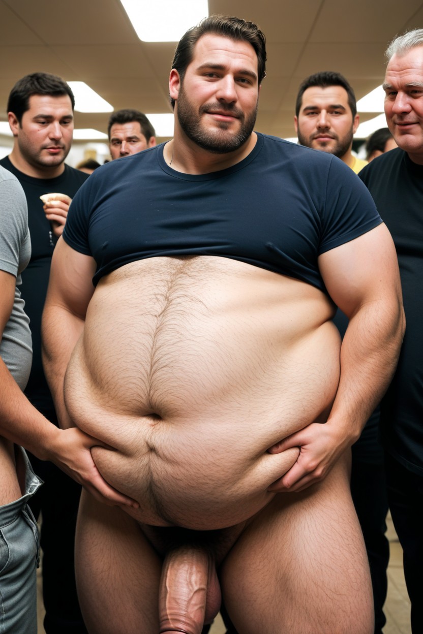 Belly Huge, Thick Dark Body Hair, Everyone Growing Out Of Control AI Gay Porn