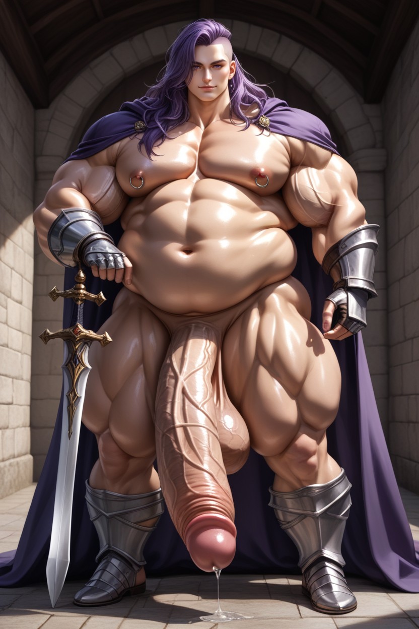 Armor Gloves, Shiny Skin, Bulky Muscular Body AI Gay Porn