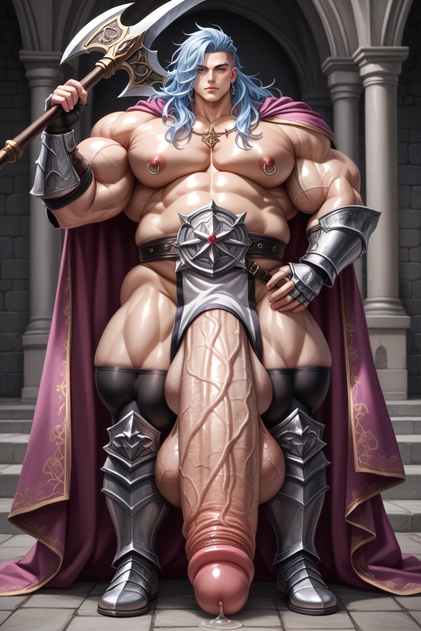 Silver Armor, Messy Hair, Smiling Mouth Open AI Gay Porn