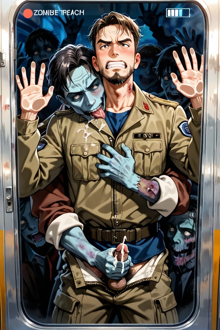 Blush, Reach Around Handjob From Zombies, Small AI Gay Porn