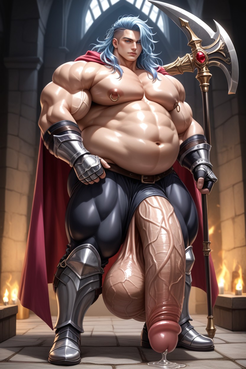 Oiled Skin, Pink Ribbon, Silver Armor AI Gay Porn