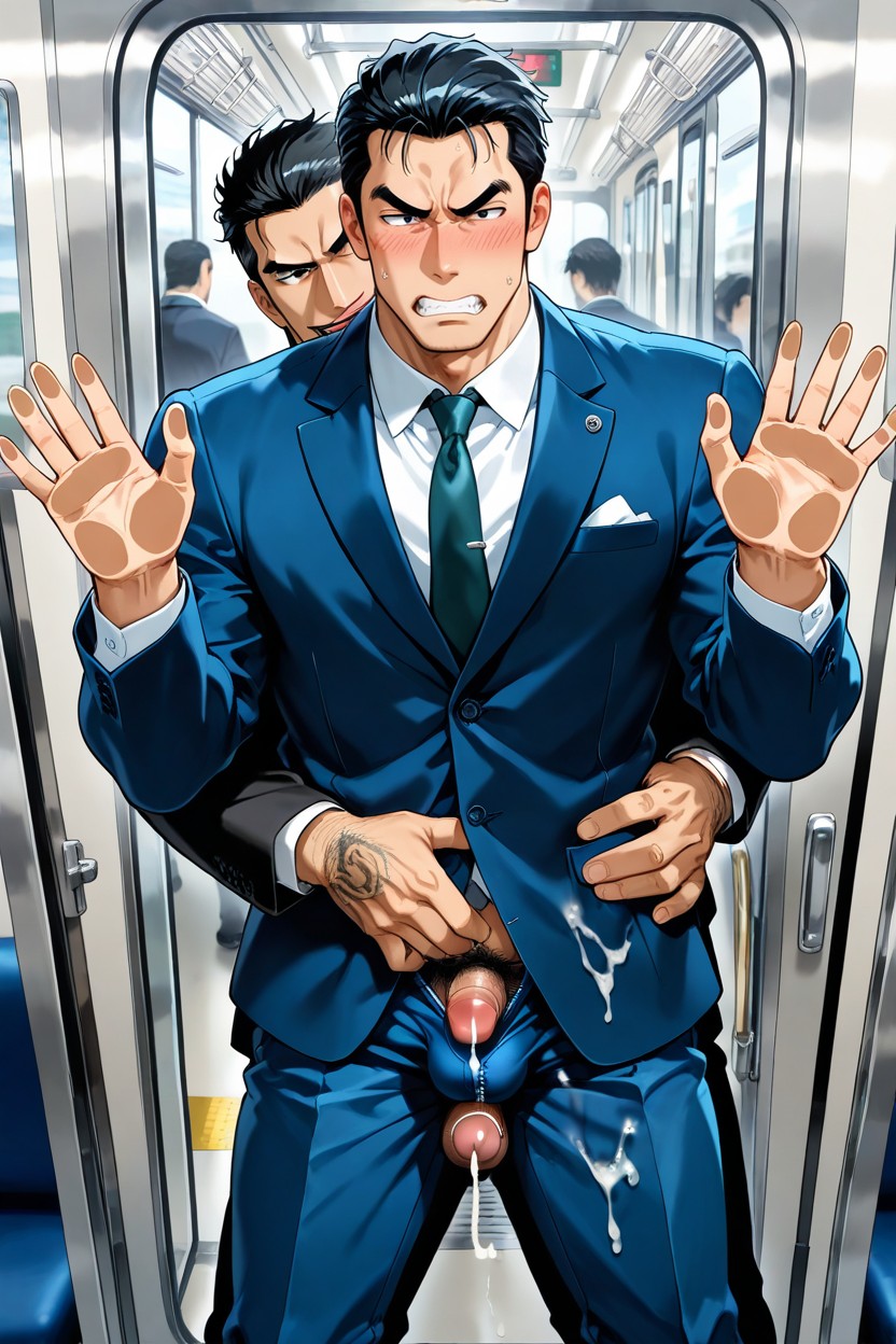 Cumming, Thighjob, Closed Tram Door AI Gay Porn