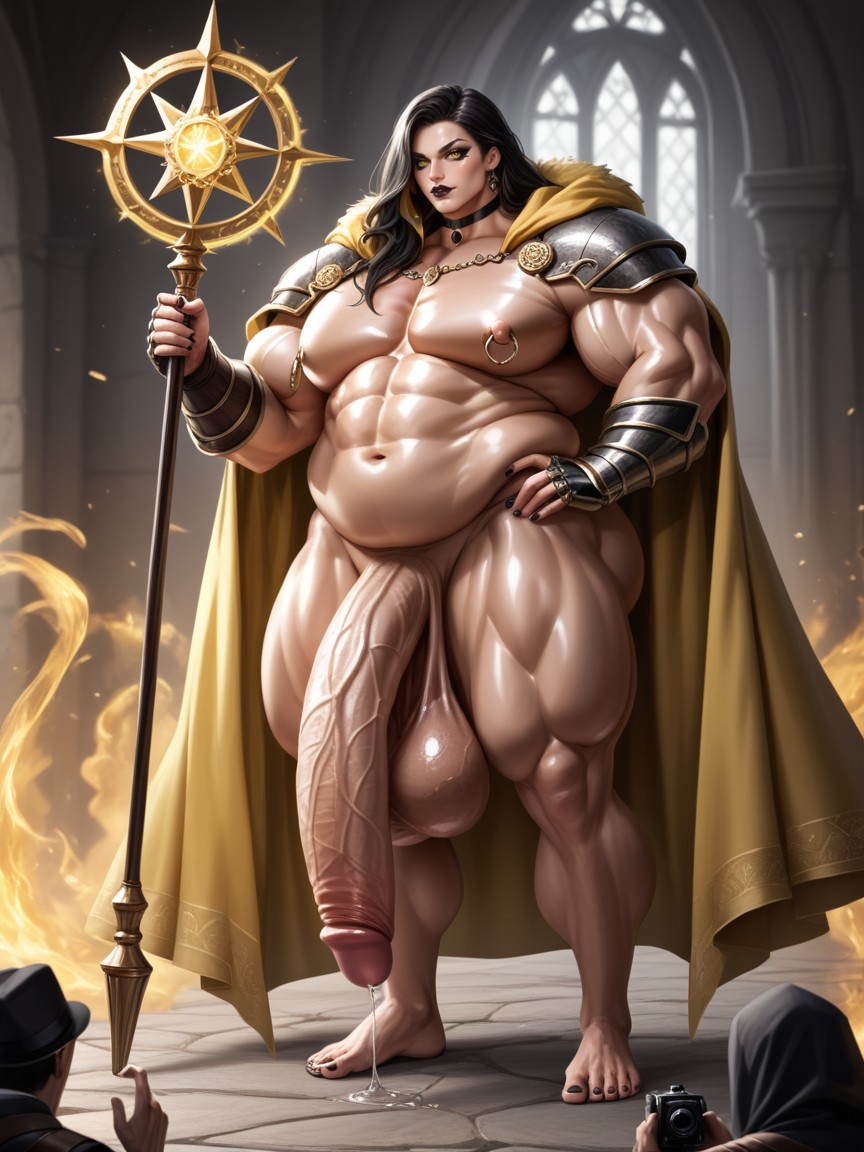 Gigantic Hard Erect Nipples, Absurdly Long Oversized Hyper Penis, Dark Lipstick AI Gay Porn