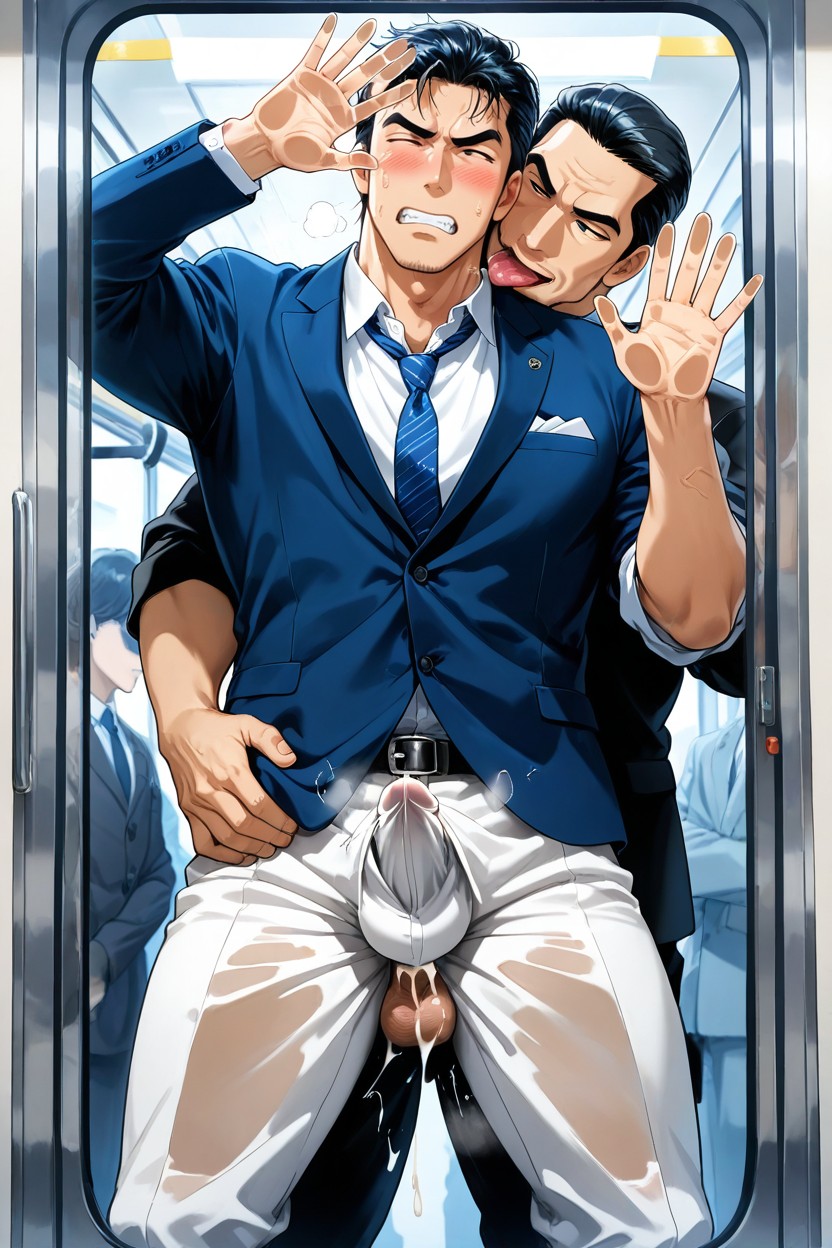 Cock Thrusting Between Thighs, Japonés, Blush Porno gay IA