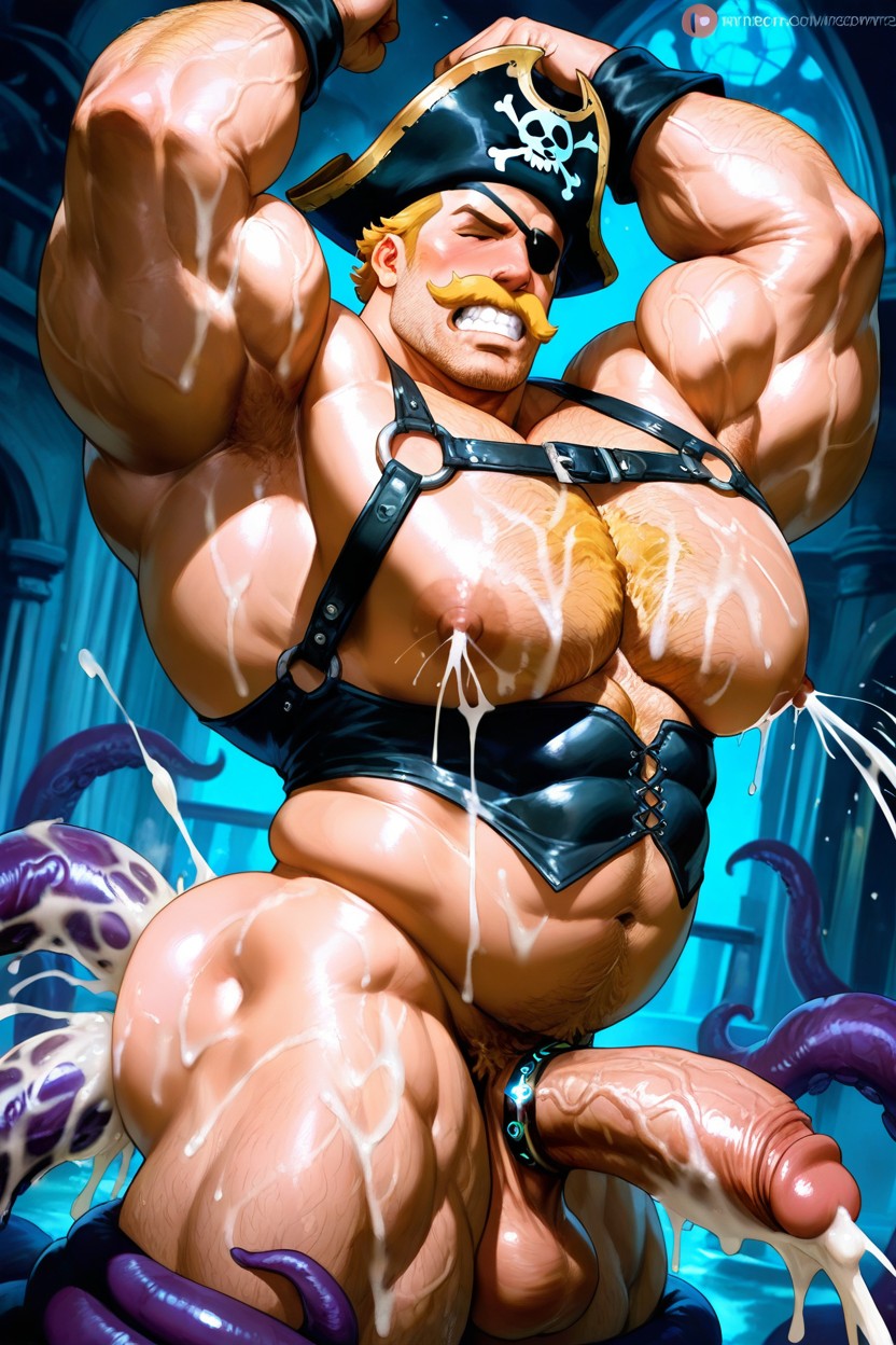 Big Mustache, Incredibly Hairy Thick Body With Hyper Chest Hair Pattern, Realistic Lighting AI Gay Porn