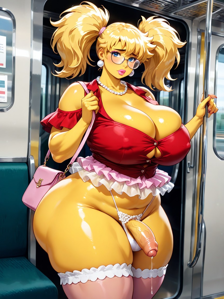 Standing On The Train, Fat Ass, Nipples Hanging Out AI Gay Porn