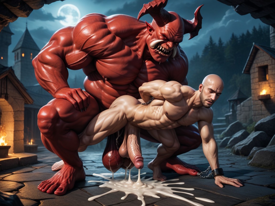 Gay Sex, Monster Dominating Man, Fit AI Gay Porn