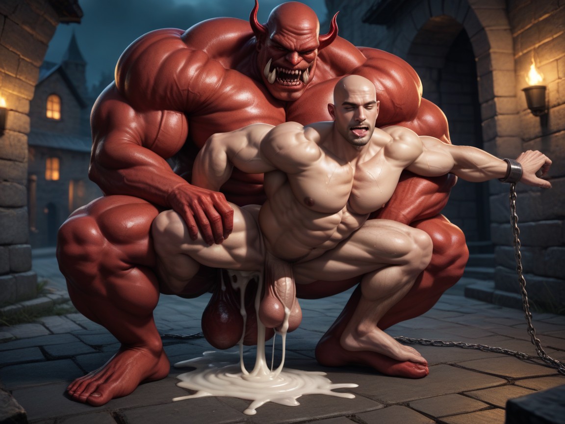 Monster Dominating Man, Extreme Sex, Giant Devil Is Much Bigger Than A Man AI Gay Porn