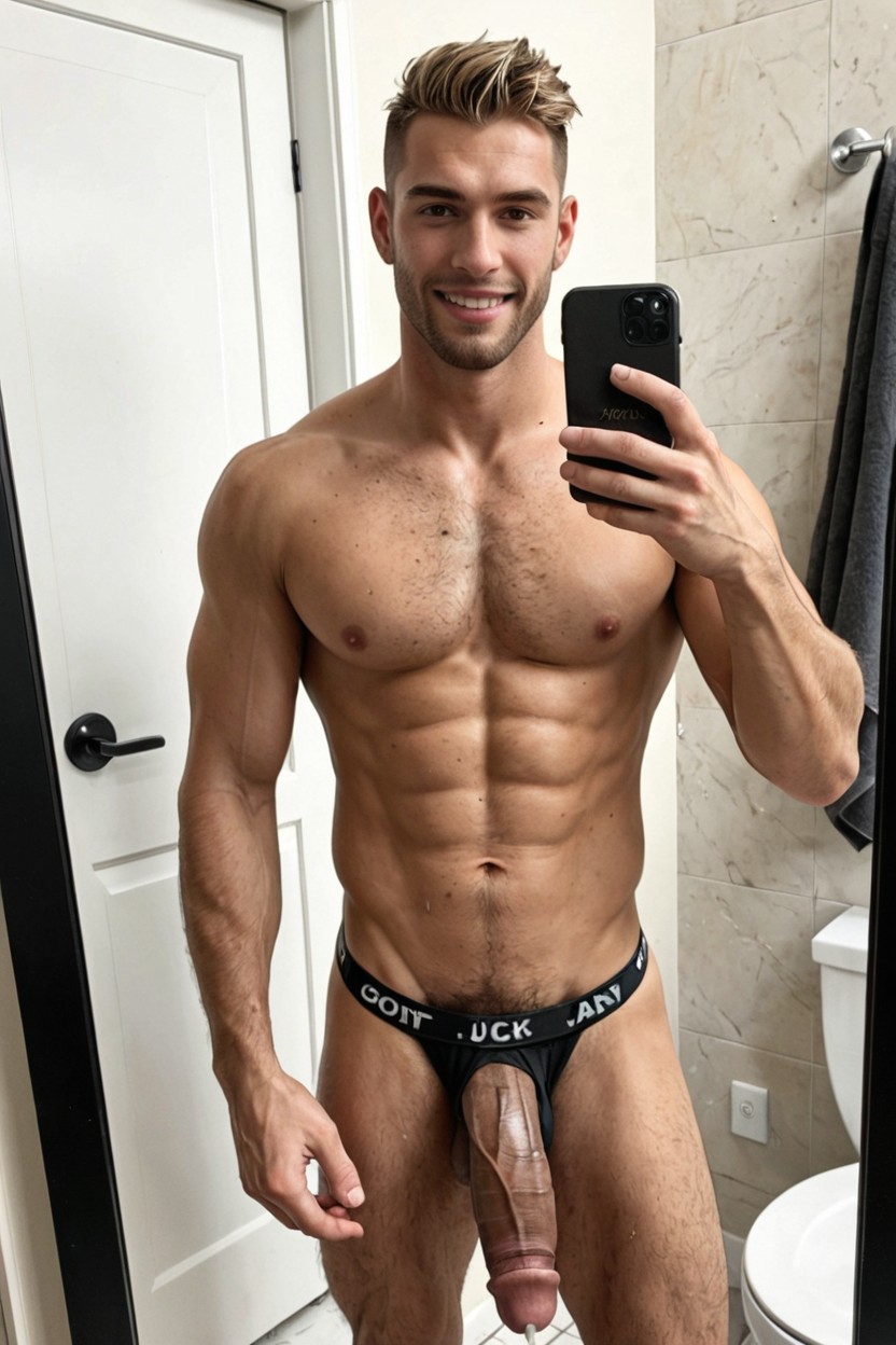 Heavy Balls, Standing, Chiseled AI Gay Porn