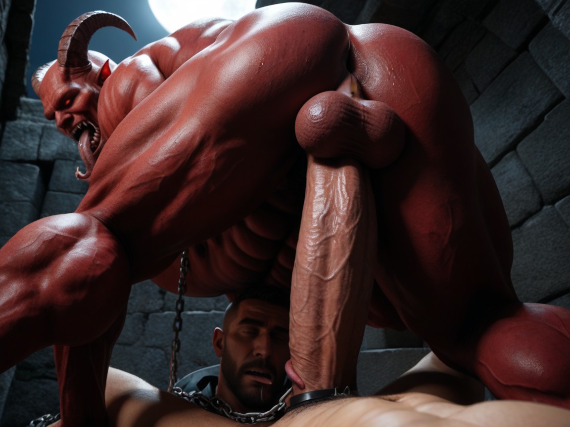 Top Down, Giant Monster, Big Horns AI Gay Porn