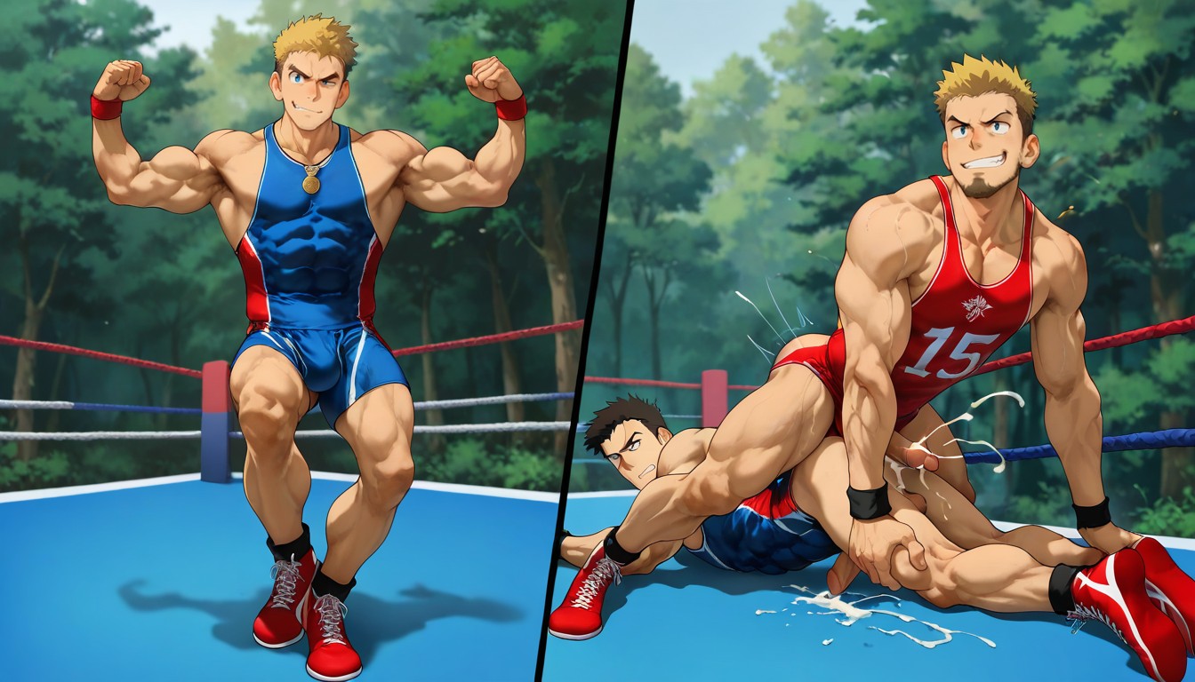 Full Body, Grabbing Penis, Beitemian Art Style AI Gay Porn