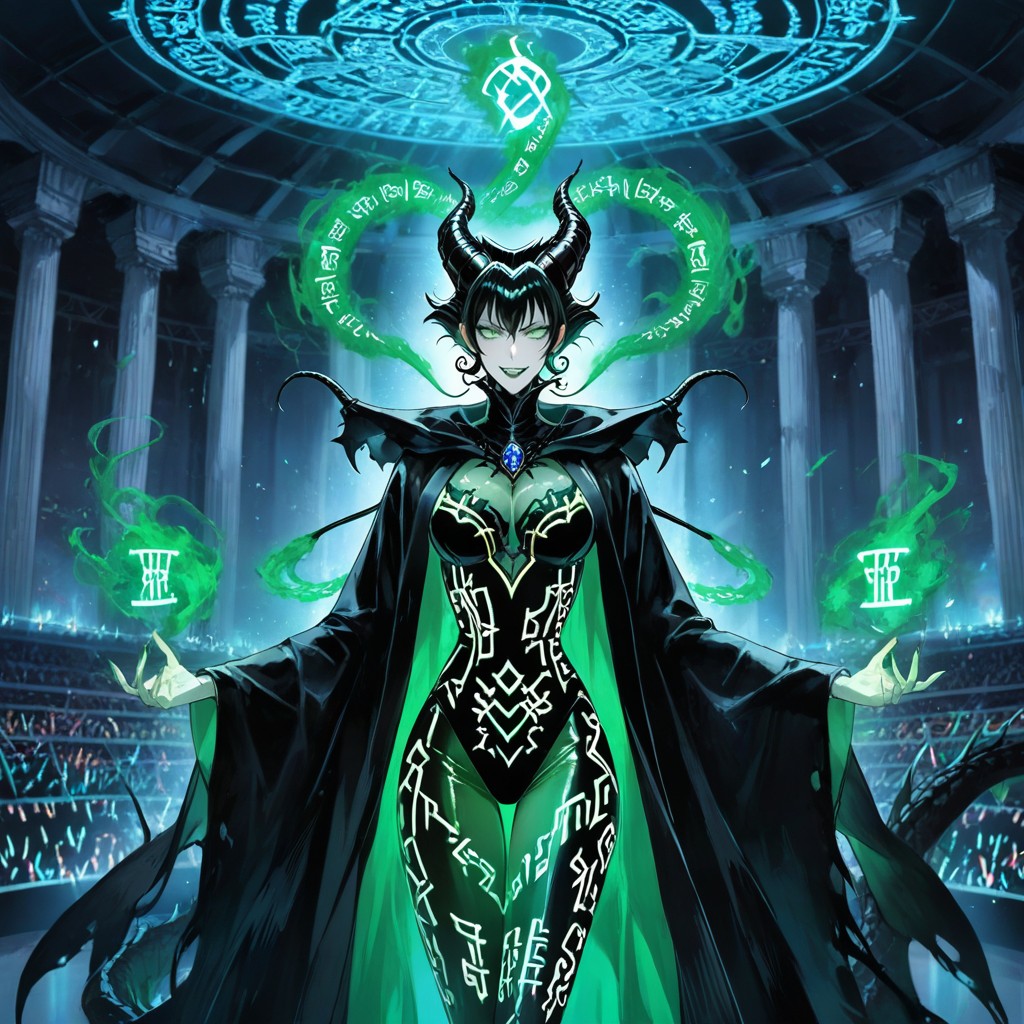 Female Maleficent Mid-spell With Arms Slightly Raised, Female, Woman AI Gay Porn