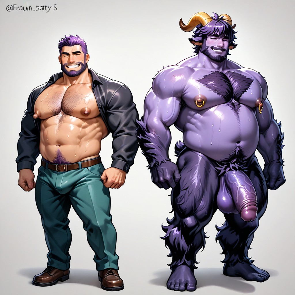 Purple Hair, Lovers, Erect Nipples AI Gay Porn