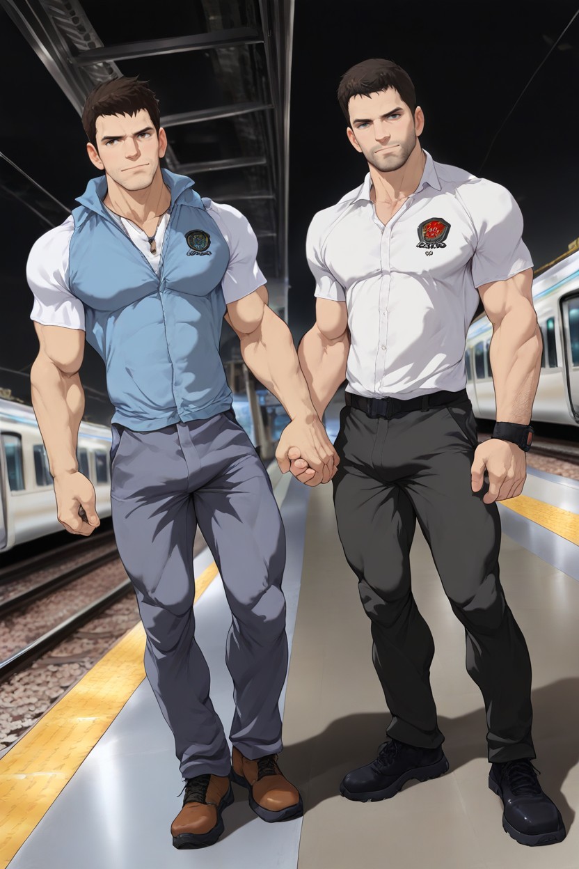Male Body, Holding Hands, Skinny AI Gay Porn