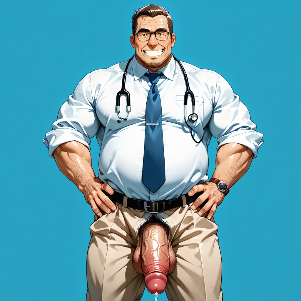 Hands On Hips, Belt Buckled, Chubby Body AI Gay Porn