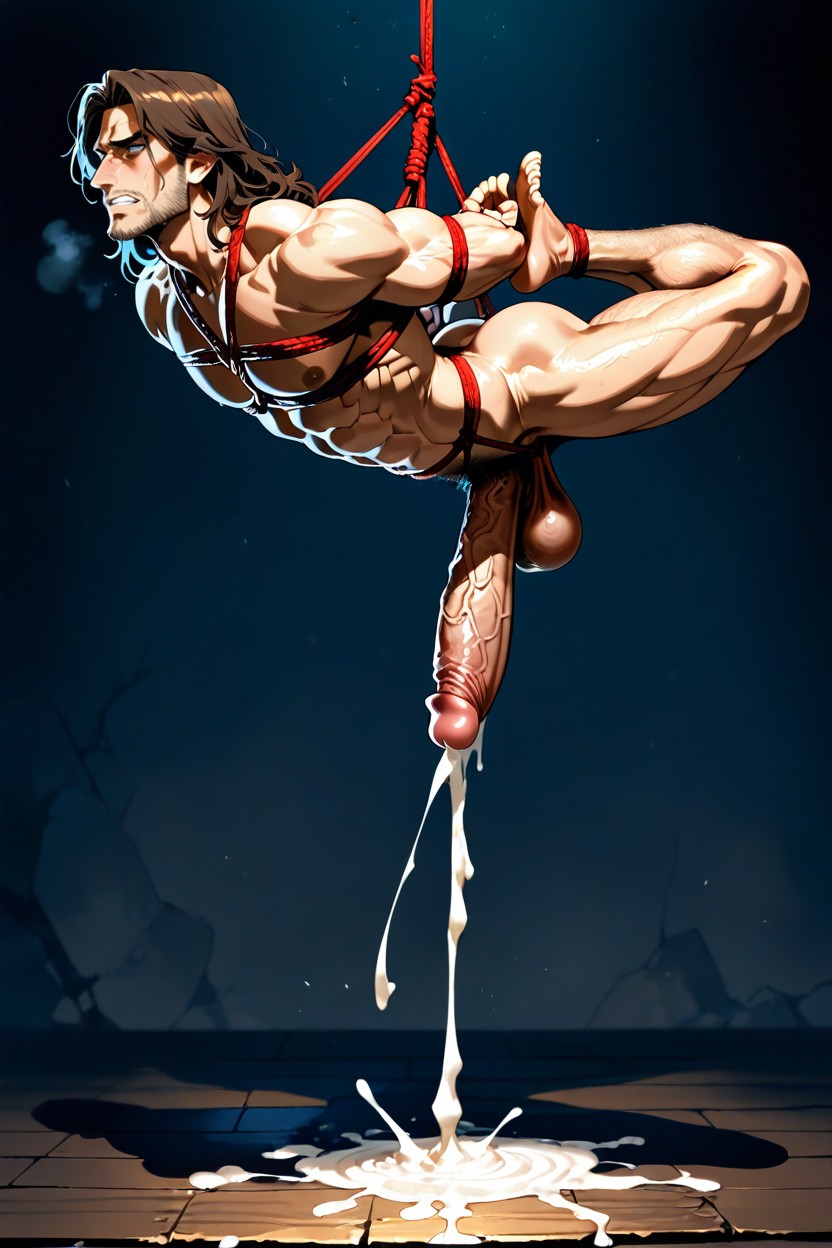 Ultra Wide Angle, Huge Cock Pointing Straight, Standing AI Gay Porn