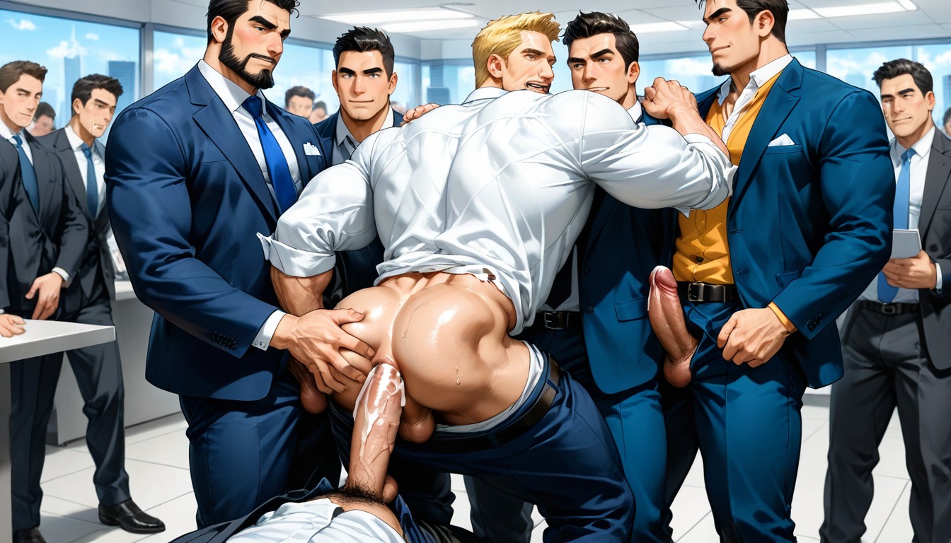 Correct Anatomy, Modern Executive Office, Fuck On The Desk AI Gay Porn