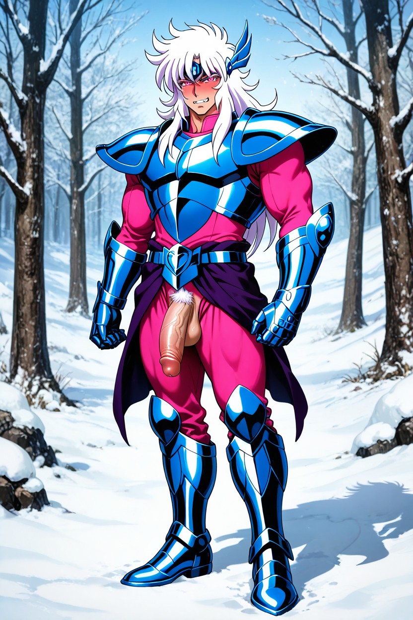 High Definition, Flaccid Cock, Purple Fur Loincloth Around Waist AI Gay Porn
