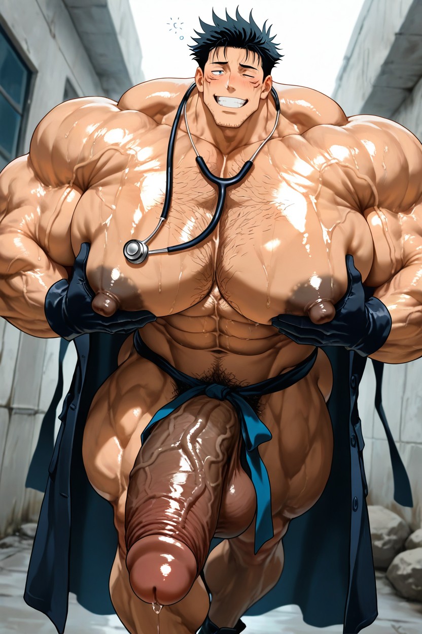 Oversized Muscles, Walking, Tall Muscular Physique AI Gay Porn