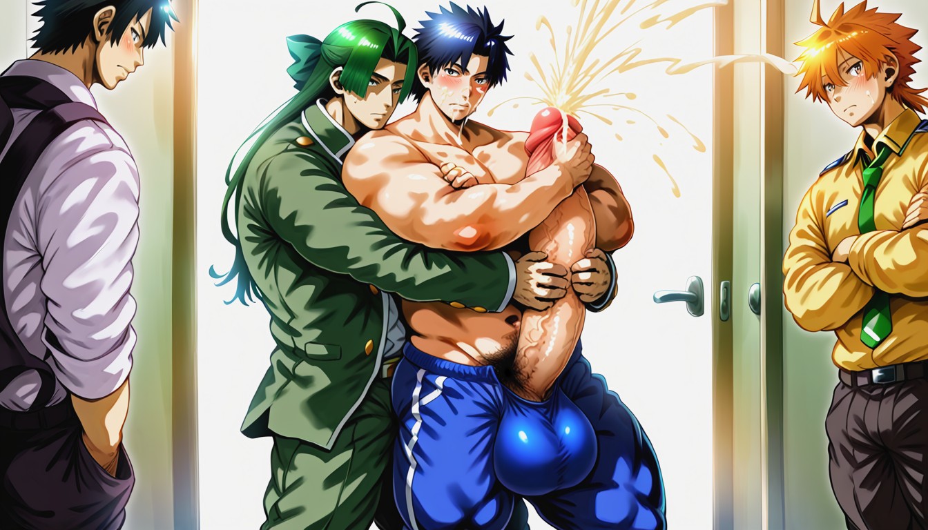 Keishin/ Kondou Yoshinori Artstyle, Precum, Cums In His Own Face AI Gay Porn