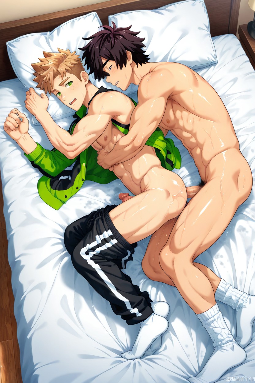 Keitaro Is Brunette, Gay Sex, Spooning Position ゲイAIポルノ